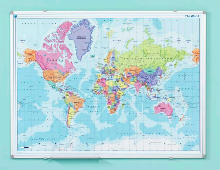 Landkaarten - Wereldwijd, Softline 8 mm - alu profiel