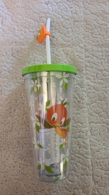 Orange Bird cup with straw