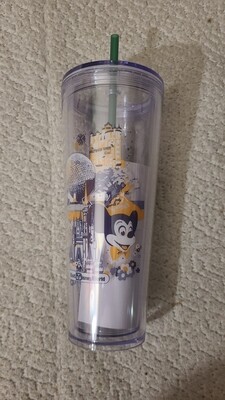 Walt Disney World 50th Starbucks cup &amp; straw