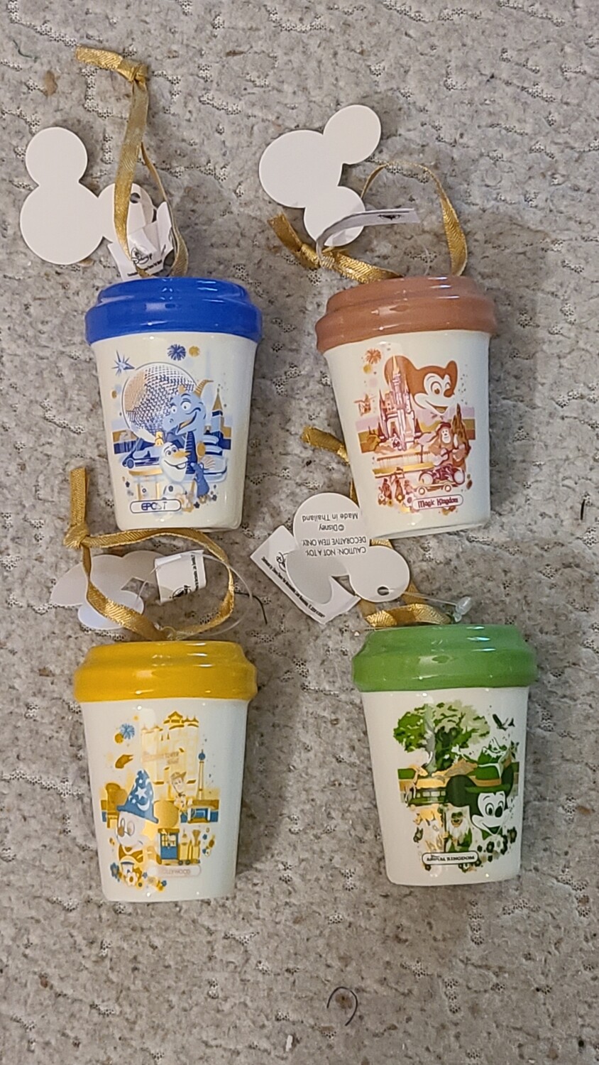 WDW 4 Parks Starbucks ornaments  (set of 4)