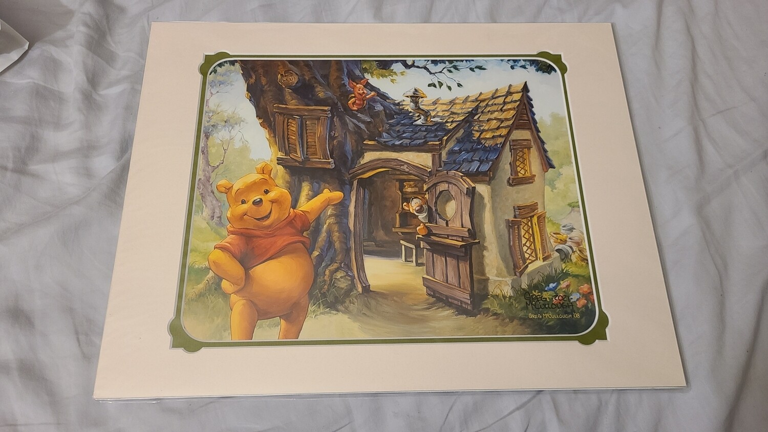 Pooh&#39;s House Greg McCullough signed matted print 14x18