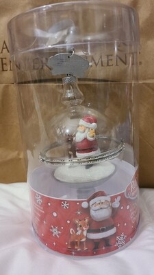 Rudolph the Rednose Reindeer &amp; Santa Clause glass ornament
