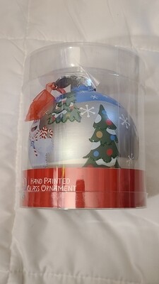 Rudolph the Rednose Reindeer hand painted glass ornament