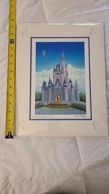 Larry Dotson 11x14 &quot;Cinderella&#39;s Castle&quot; signed matted print