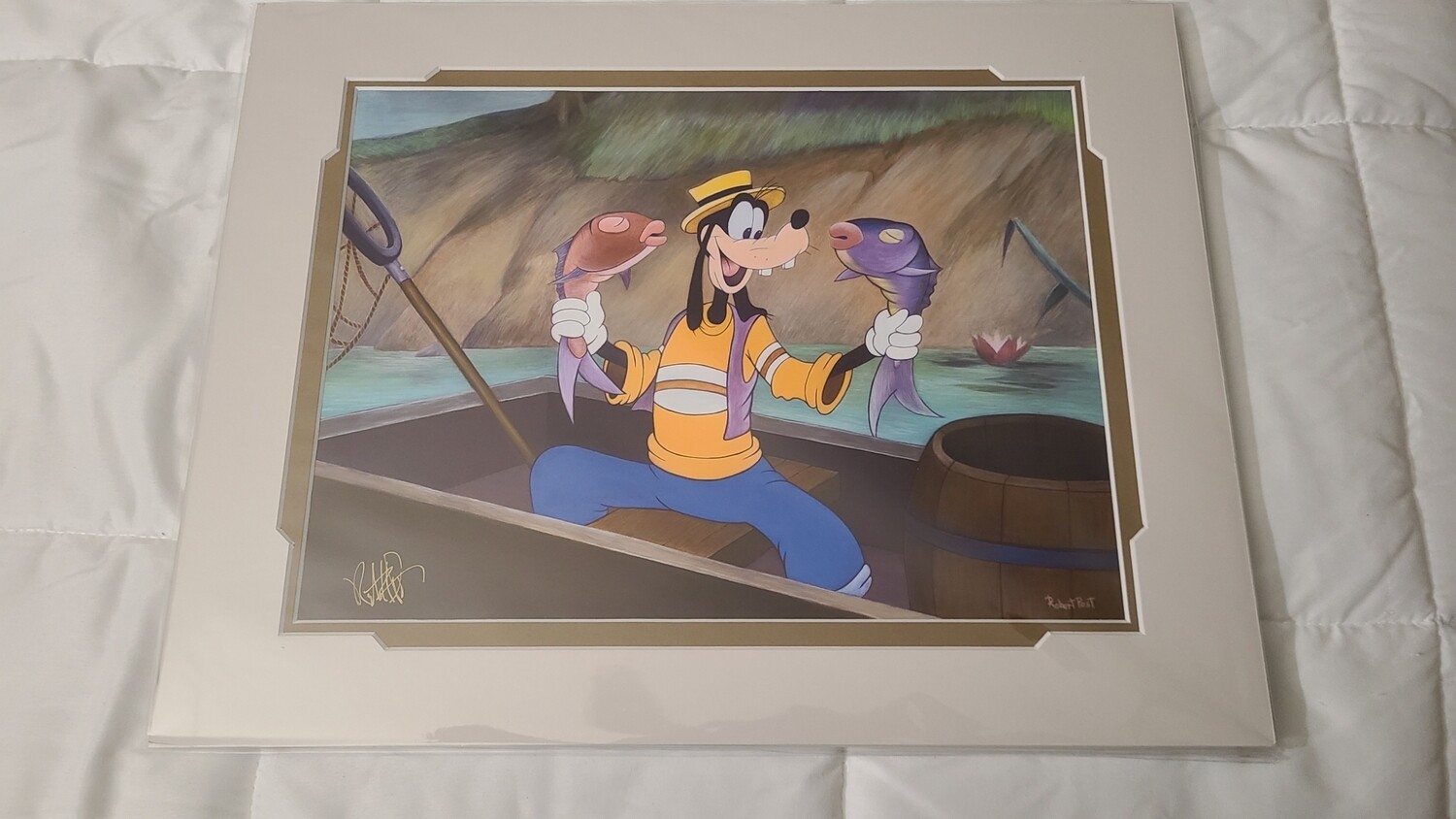 Robert Post &quot;Sumthin&#39; Fishy&quot; SIGNED 14x18 matted print