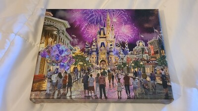 Signed Dirk Wunderlich Thomas Kinkade Walt Disney World 50th Anniversary small canvas