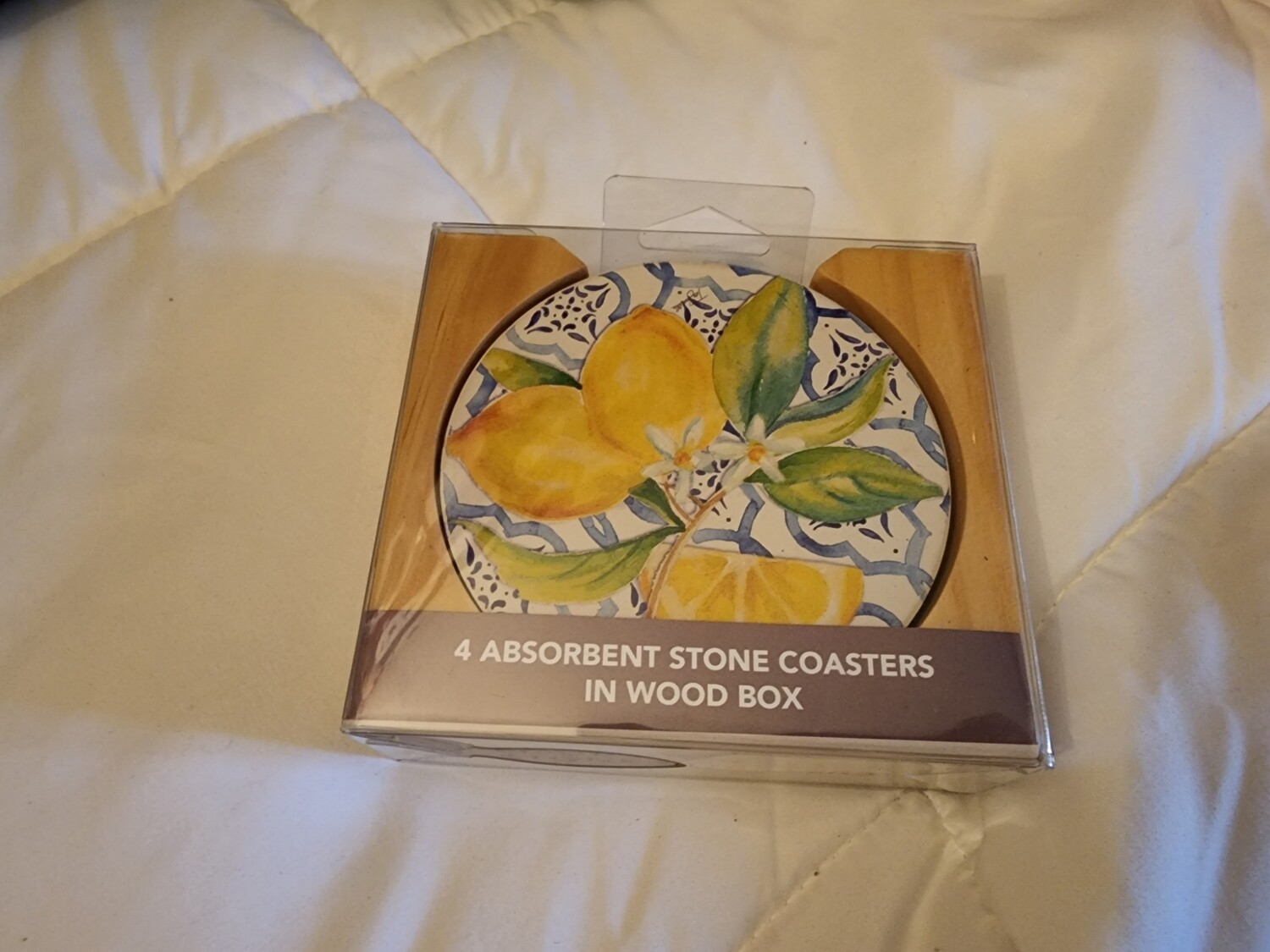 Limoncello stone coaster set