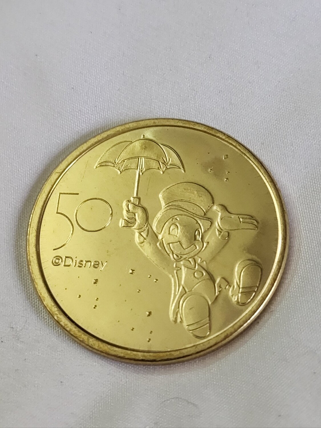 Jiminy Cricket Walt Disney World 50th medallion coin