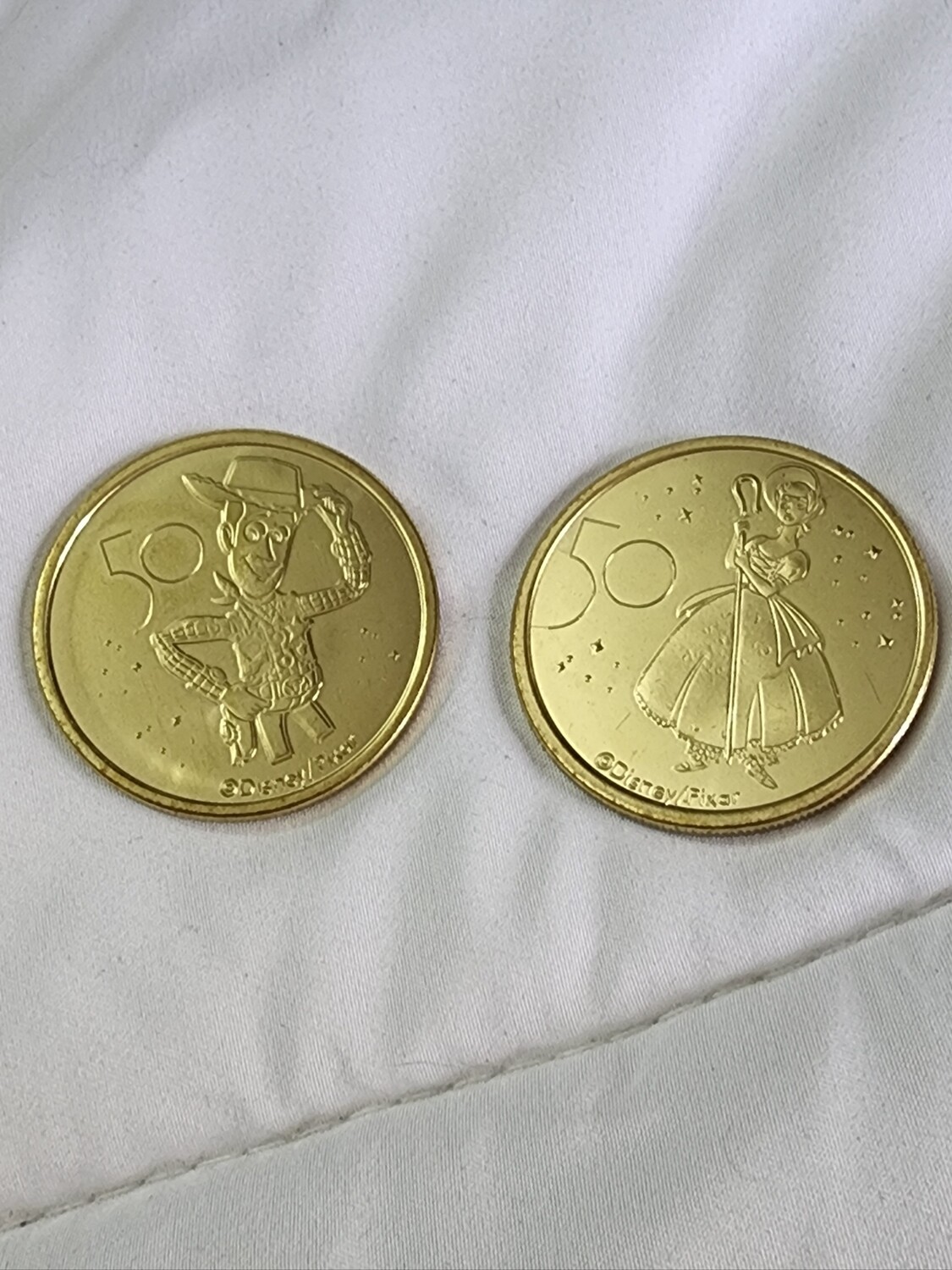 Woody &amp; Bo Peep Walt Disney World 50th medallion coins