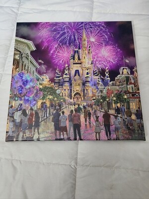 &quot;WDW 50th Anniversary&quot; Gallery Wrapped Canvas Thomas Kinkade Studios Dirk Wunderlich signed