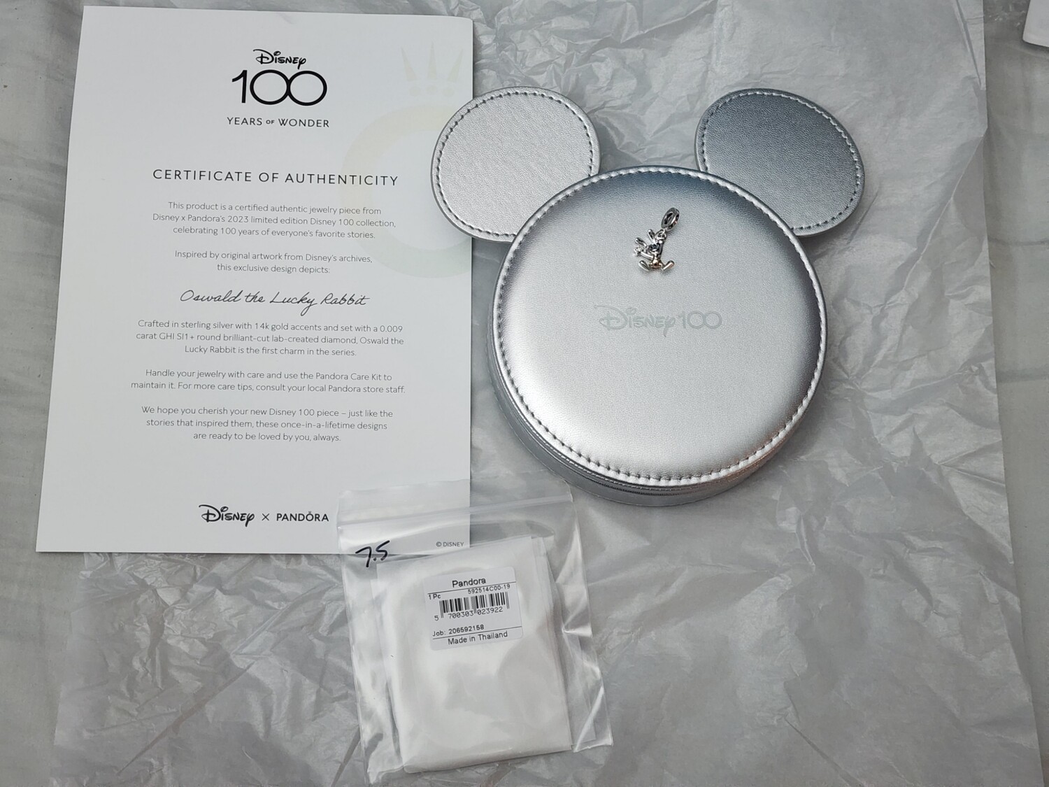 Disney 100 Years of Wonder Pandora Bracelet & Oswald charm set