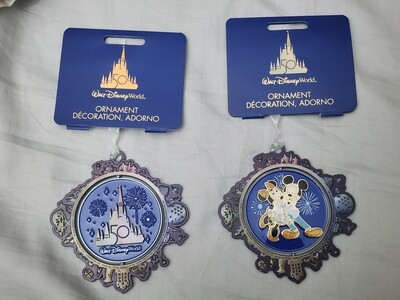 Walt Disney World 50th Mickey, Minnie, Castle Spinner ornament