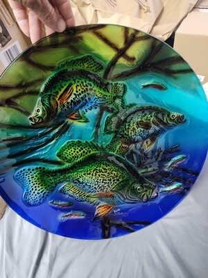 18&quot; glass fish display plate w/ stand