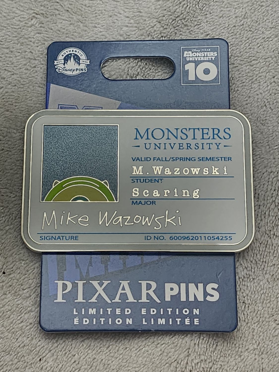 Mike Wazowski Monsters University ID Badge 10th Ann