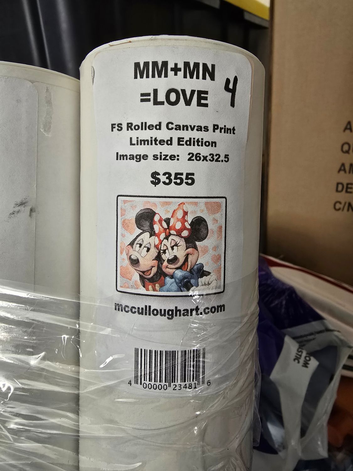 Greg McCullough MM+MN=LOVE full size rolled canvas