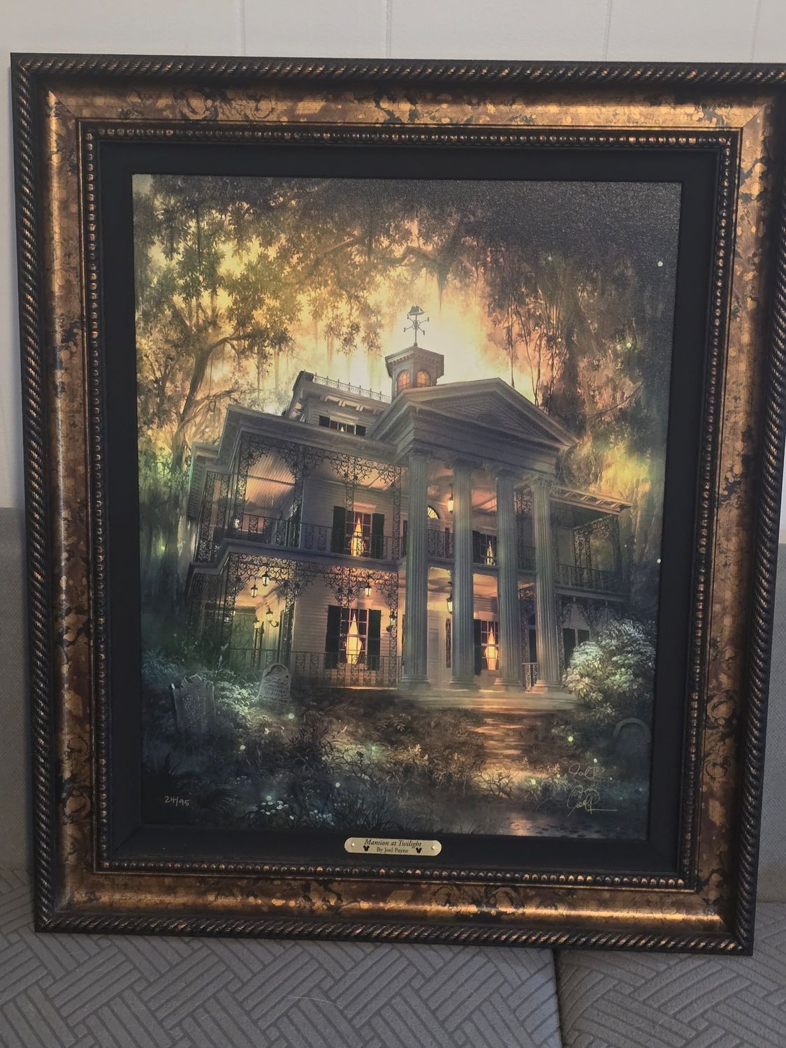 Disney Haunted Mansion “Mansion at Twilight” Joel Payne Limited Edition 24/95 Framed w/ COA