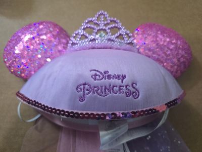 Disney Princess Lavender Sequin Ears with Tiara Mickey ears