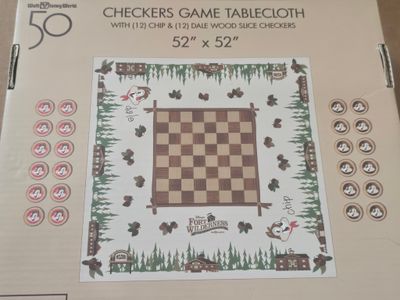 Walt Disney World 50th Chip &amp; Dale Fort Wilderness checkers game tablecloth