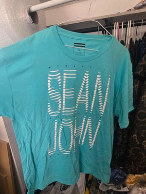 Sean John Men's Blue Graphic Logo T-Shirt XL Cotton Knit Crew Neck Short Sleeve