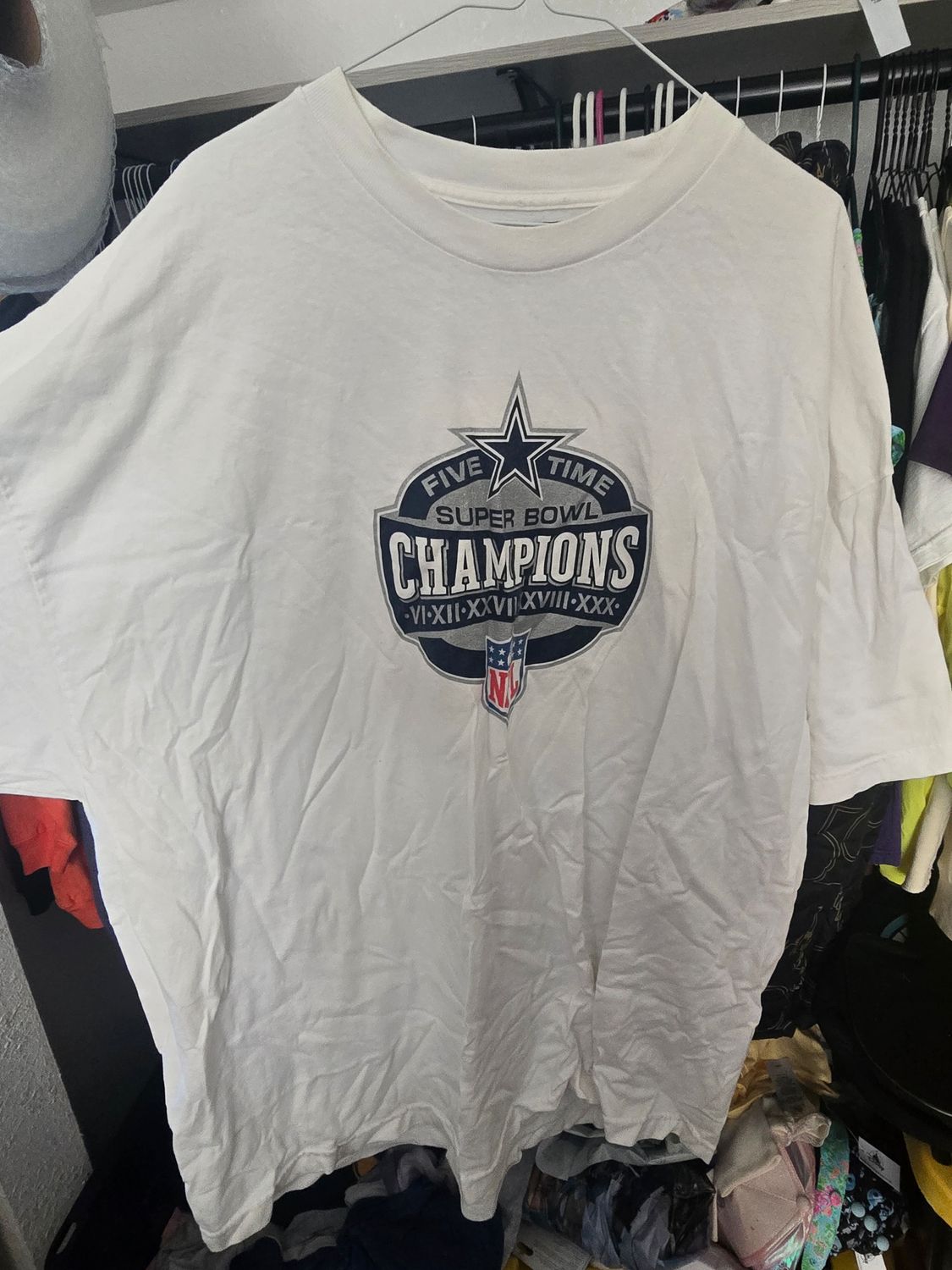 Dallas Cowboys Super Bowl Champions Shirt 2XL Vintage 90s NFL White Tee