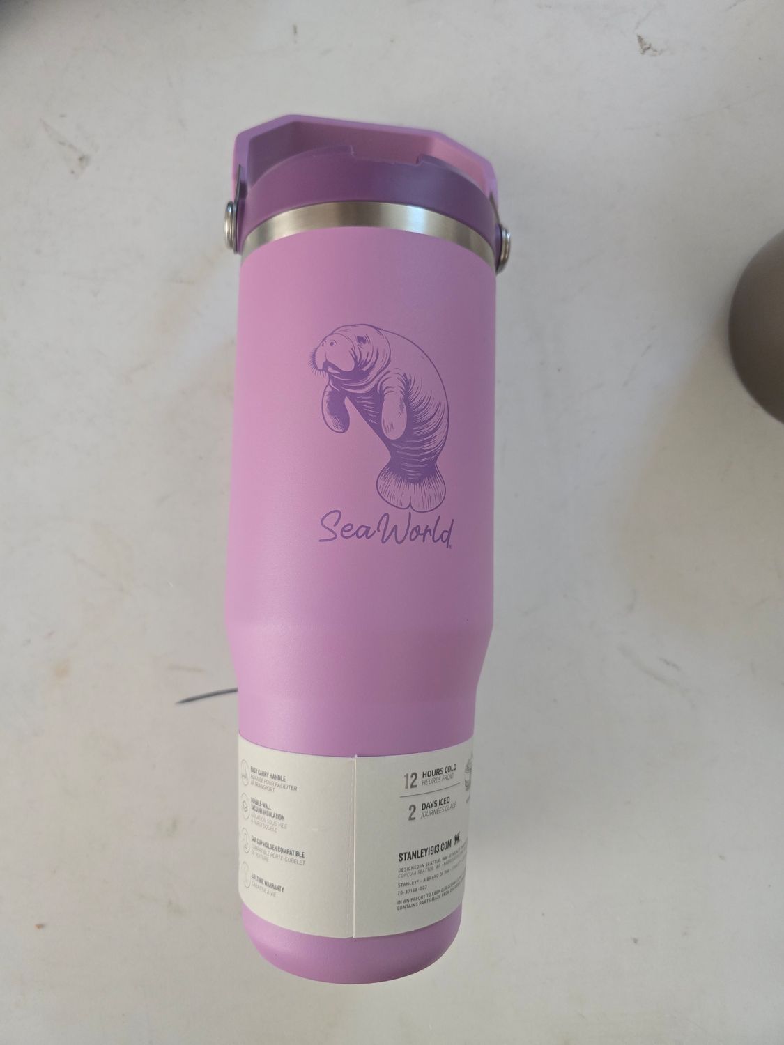 Sea World Manatee Stanley flip straw tumbler