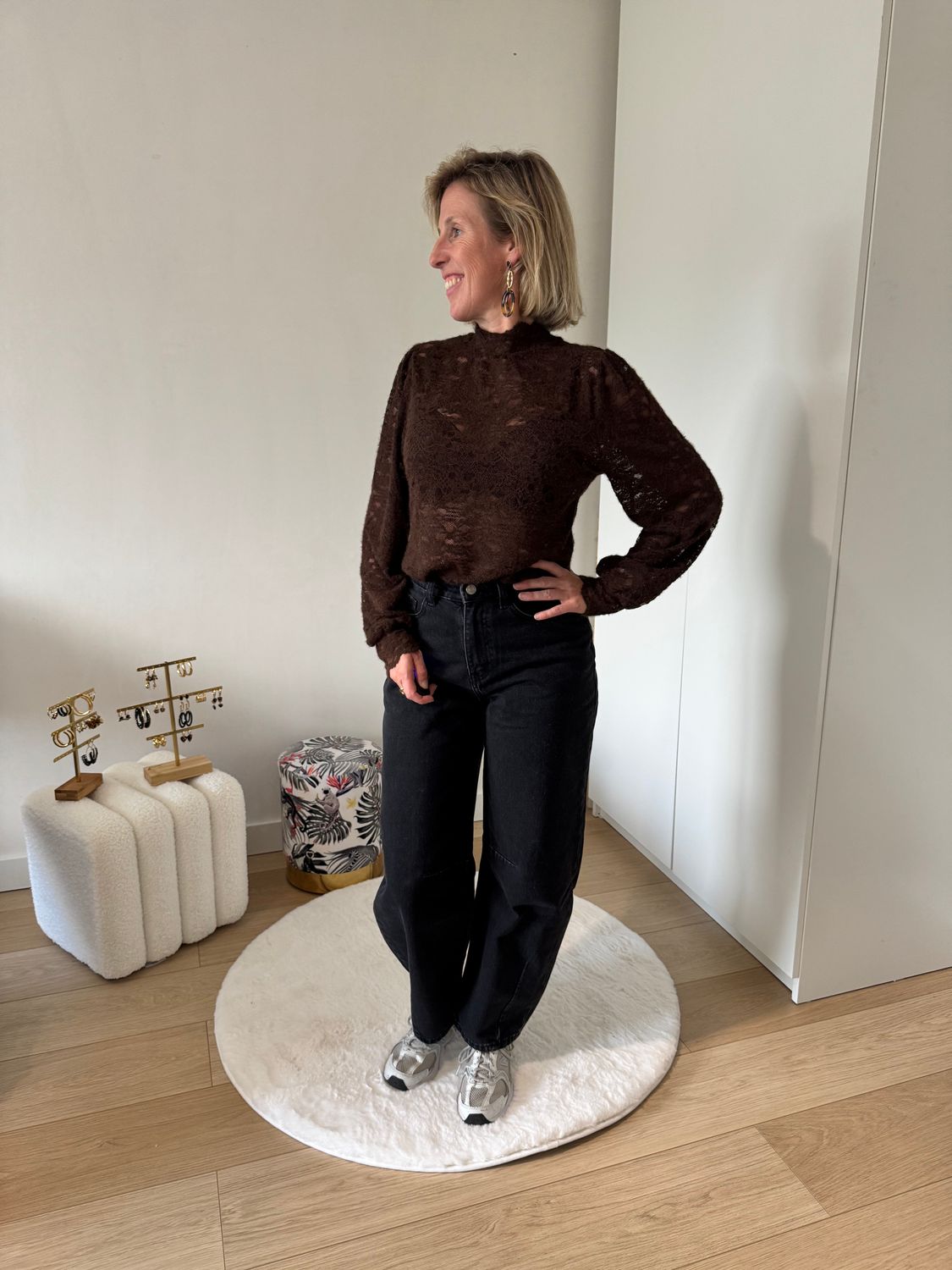 Bruin kanten top
