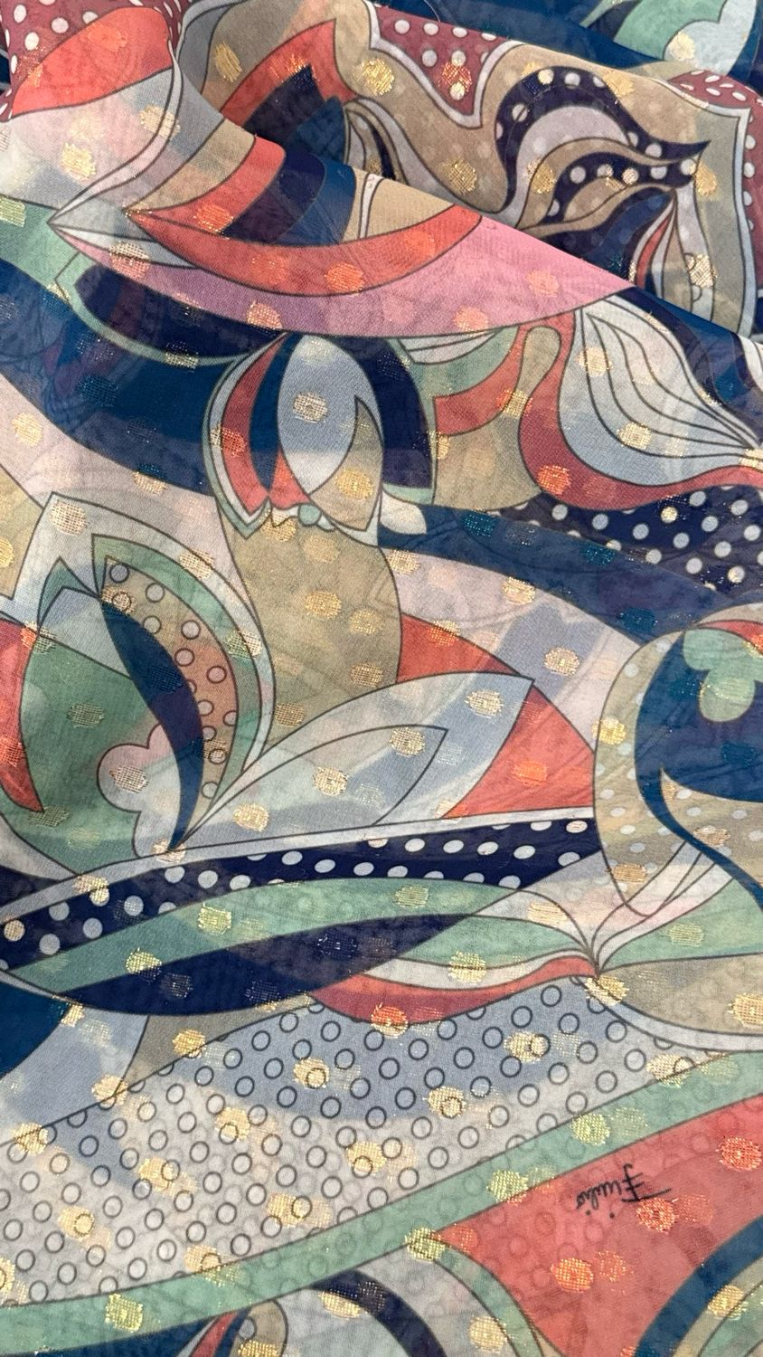 Jacquard Silk With Chiffon Lurex