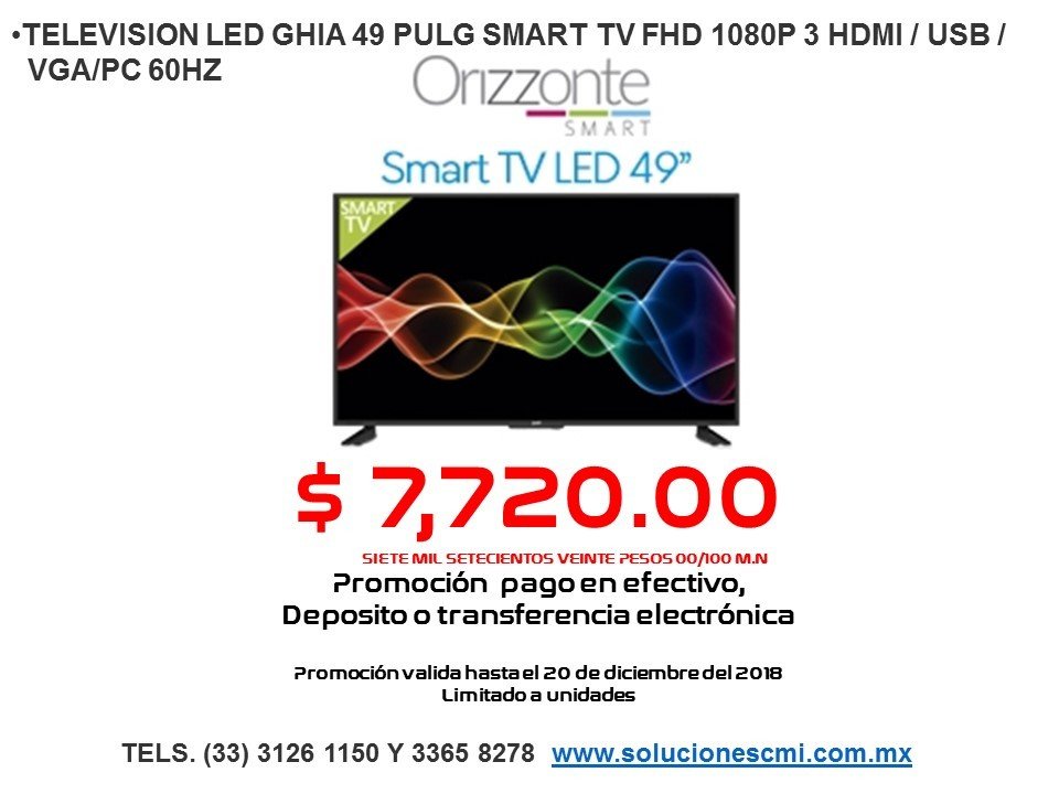 TELEVISION LED GHIA 49 PULG SMART TV