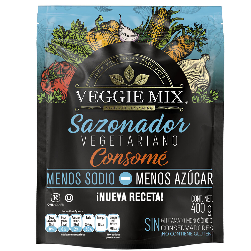 Consomé Sazonador Vegetariano MENOS Sodio MENOS Azúcar 400g