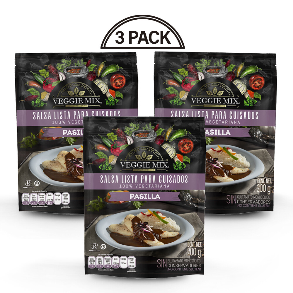 Salsa Pasilla Lista para Guisados. Paq 3 Pzas