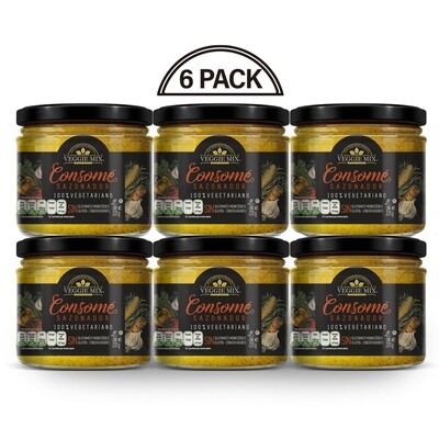 Consomé Sazonador Vegetariano Veggie Mix.  Paq. 6 Frascos 220 Gramos