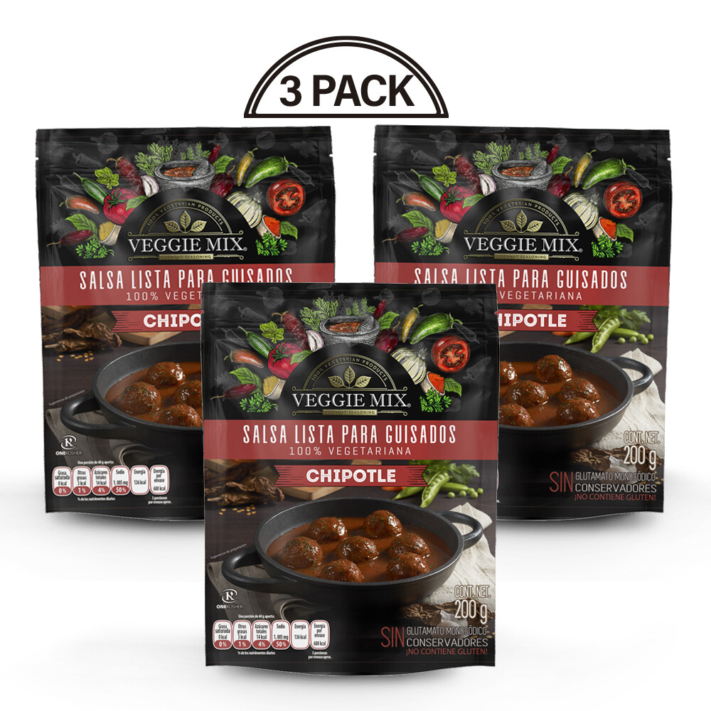 Salsa Chipotle Lista para Guisados. Paq 3 Pzas