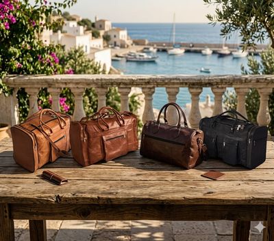 Verschiedene Weekender Modelle aus echtem Leder: Handgemacht aus Ziegenleder – Terra-Point Kollektion