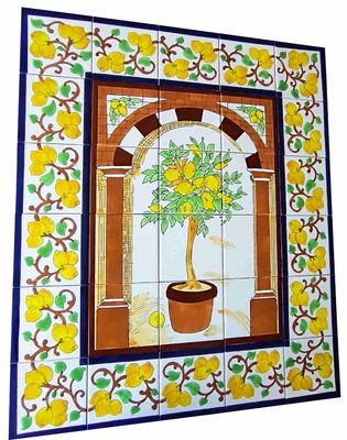 Großes handbemaltes Fliesenbild Zitronenbaum 75x90 cm orientalisch Deko Küche Bad Wohnraum