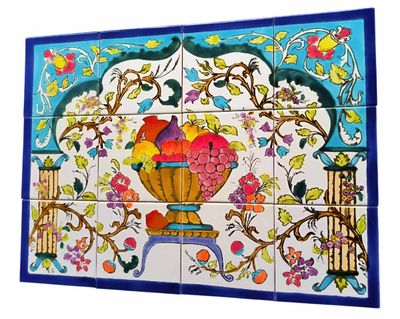 Handbemaltes Fliesenbild Obstkorb im Torbogen orientalische Fliesen 60x45 cm