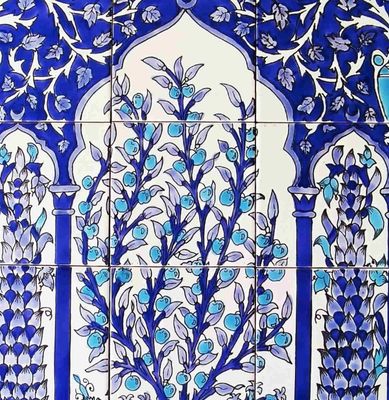 Handbemaltes Wandbild 45x60 cm mit Tree of Life Motiv und orientalischen Bögen
