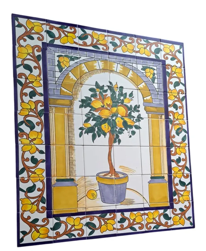 Mosaikbilder Zitronenbaum aus Keramik als edler Küchen Backsplash XXL
