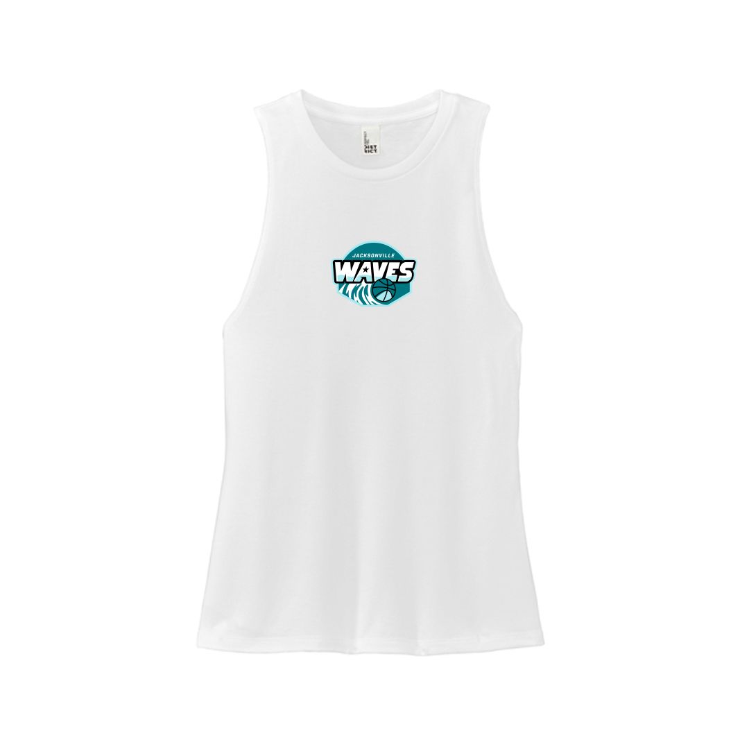 Jacksonville Waves District Wordmark Logo White Ladies Tank