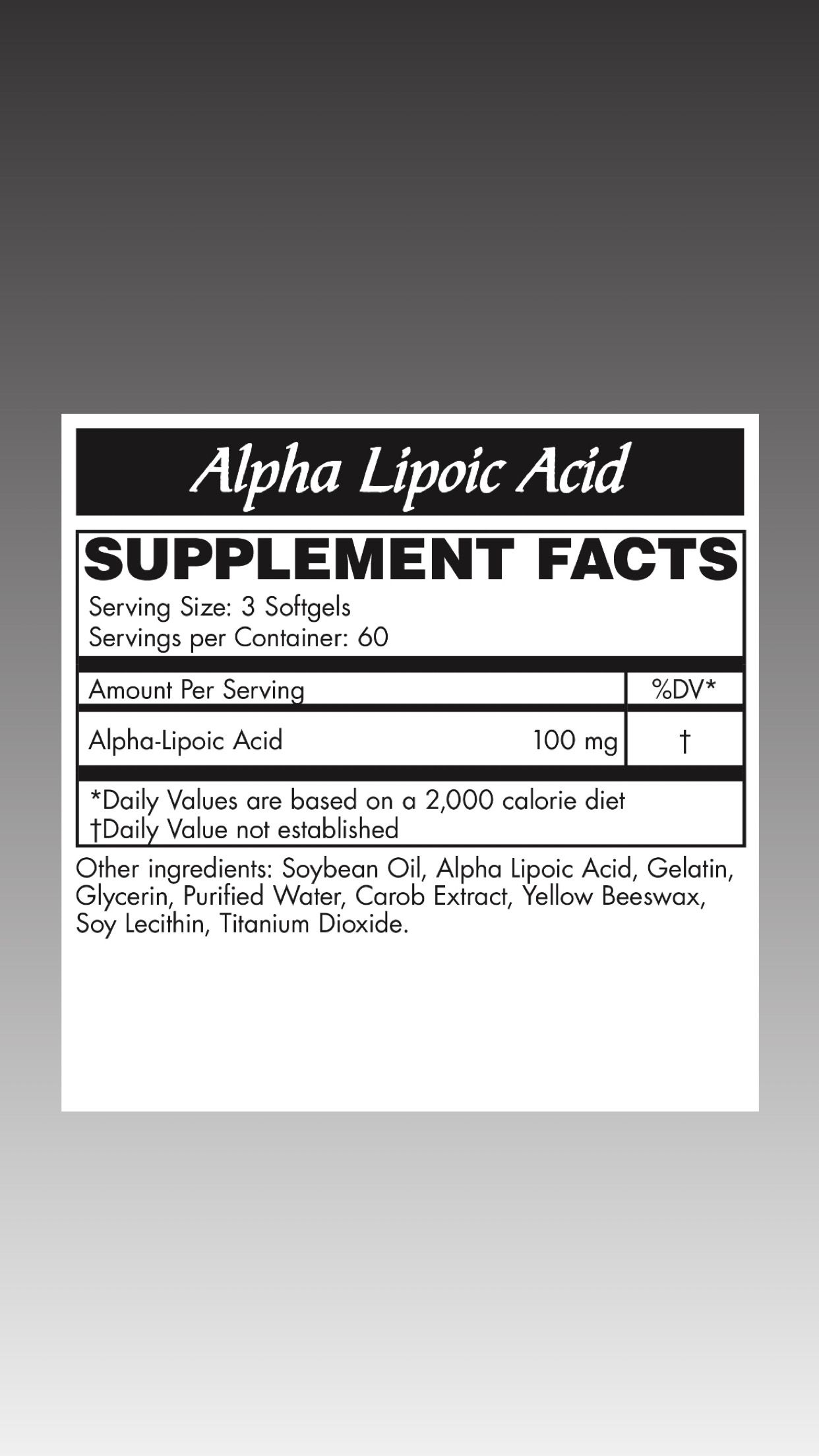Alpha Lipoic Acid 300 mg 60 count capsules