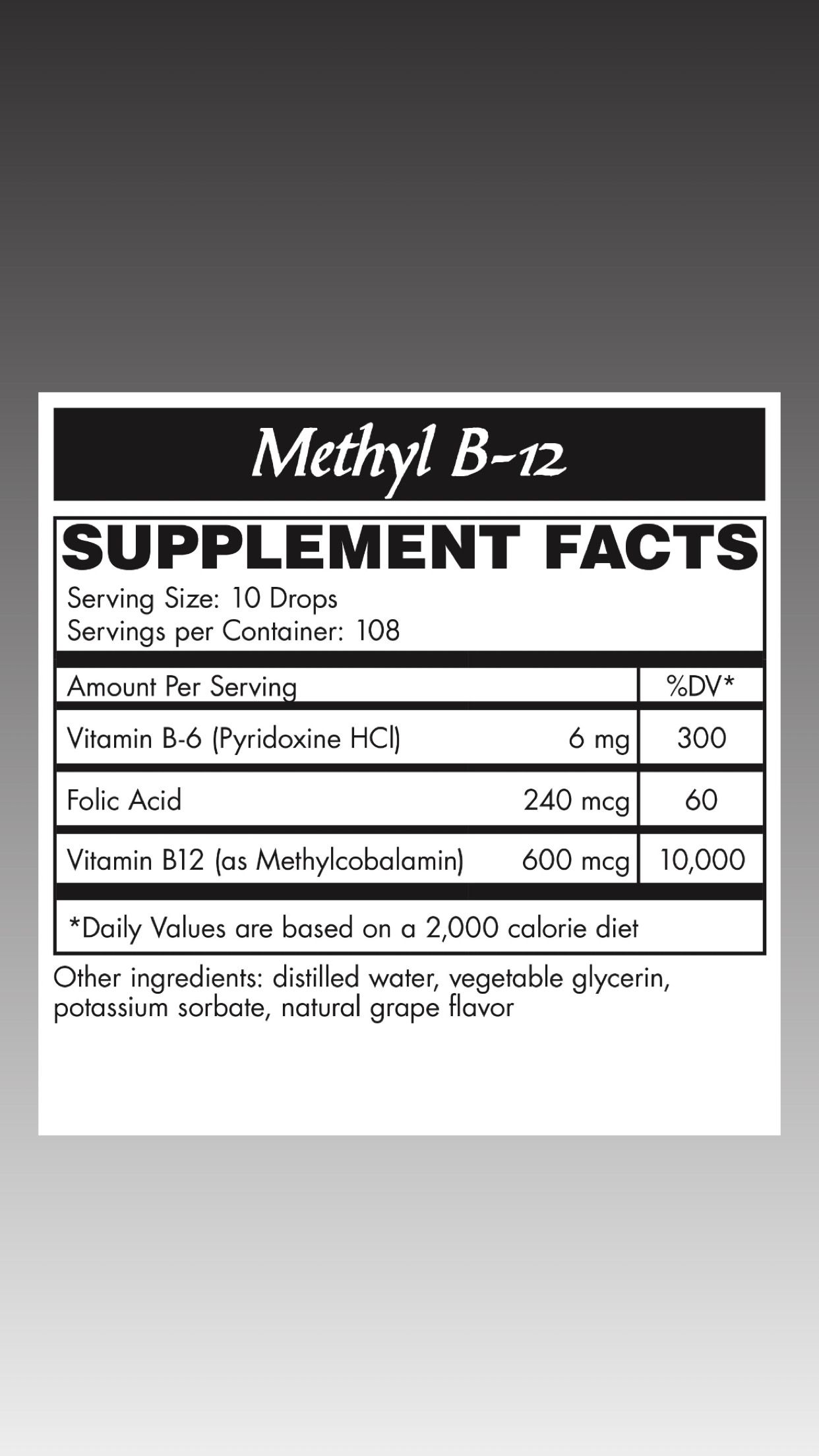 B 12, Methyl Drops, Grape