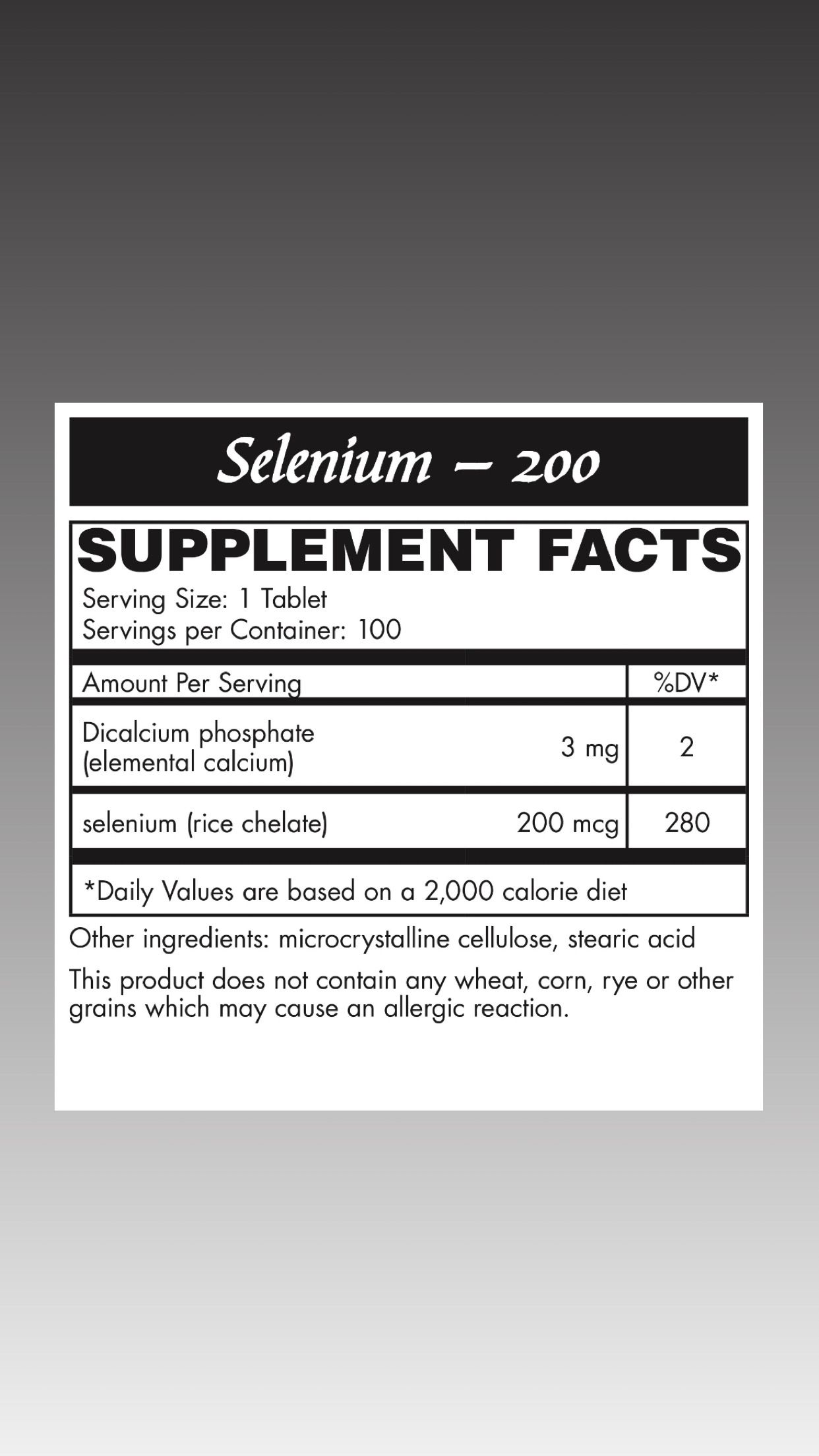Selenium Tablets 100 count