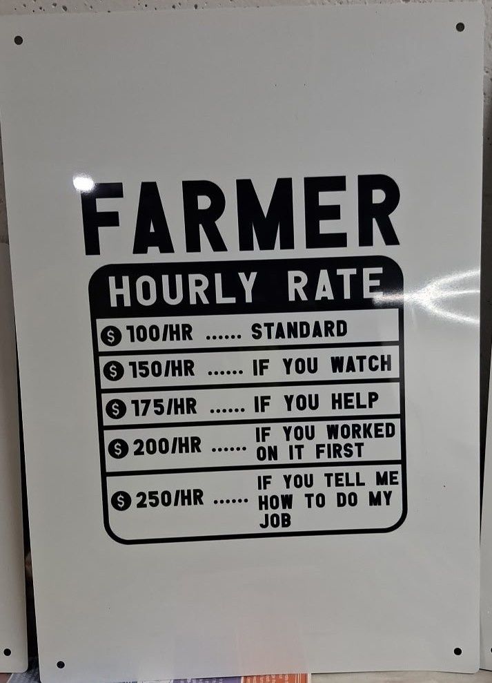 Sign - Farm wages