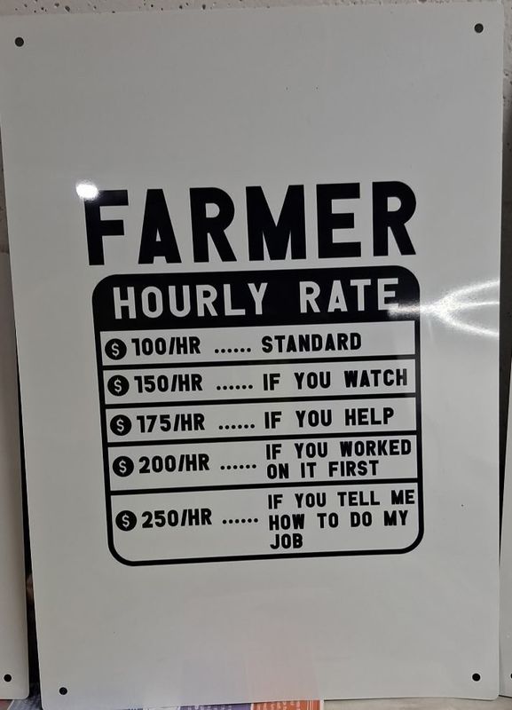 Sign - Farm wages