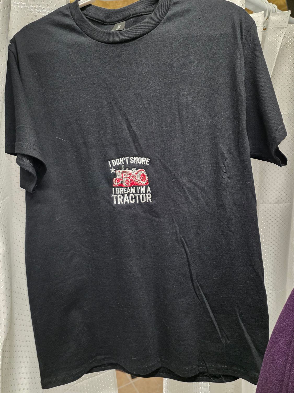 Embroidered Black T-Shirt Snoring
