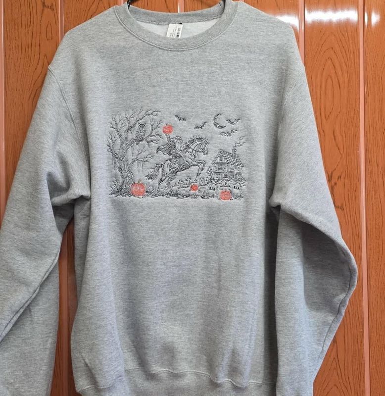 Core Fleece Crewneck Sweatshirt with a Headless Horseman Embroidered on it