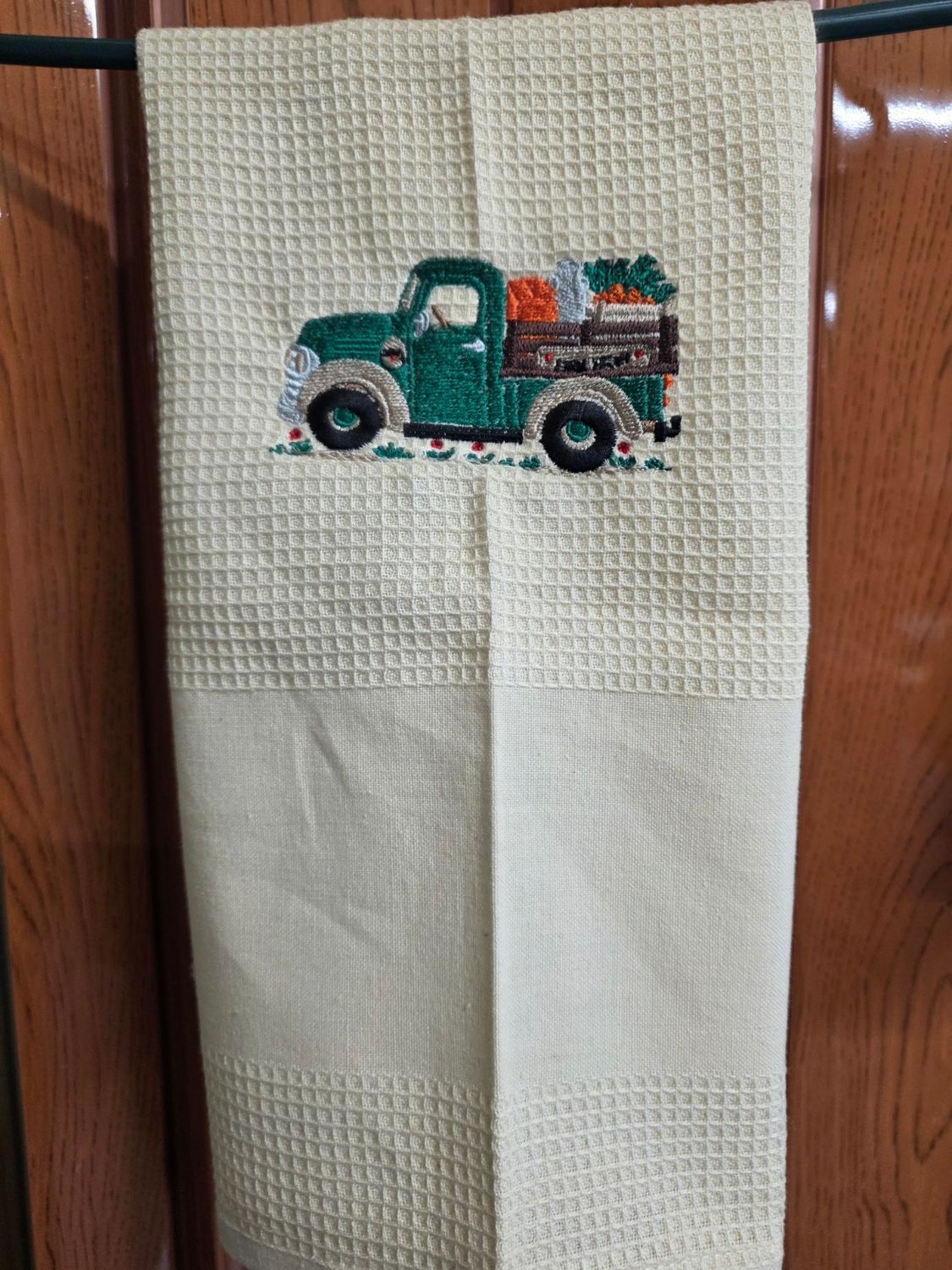 Honeycomb Towel with a Truck Hauling Pumpkins