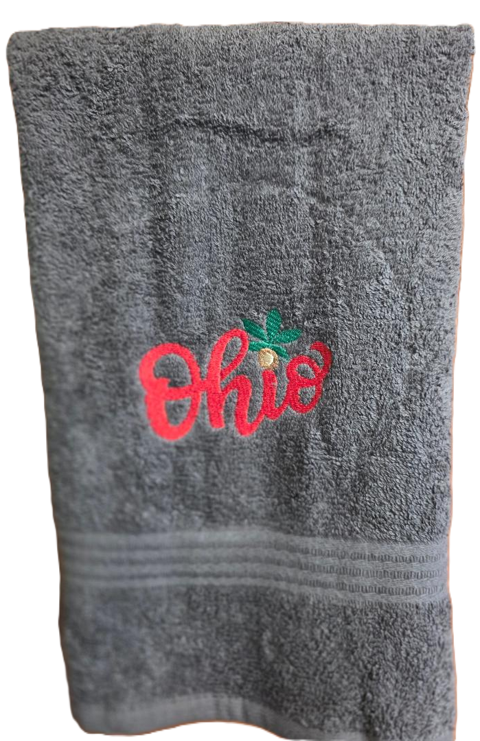 Hand Towel with Ohio Embroidered on it