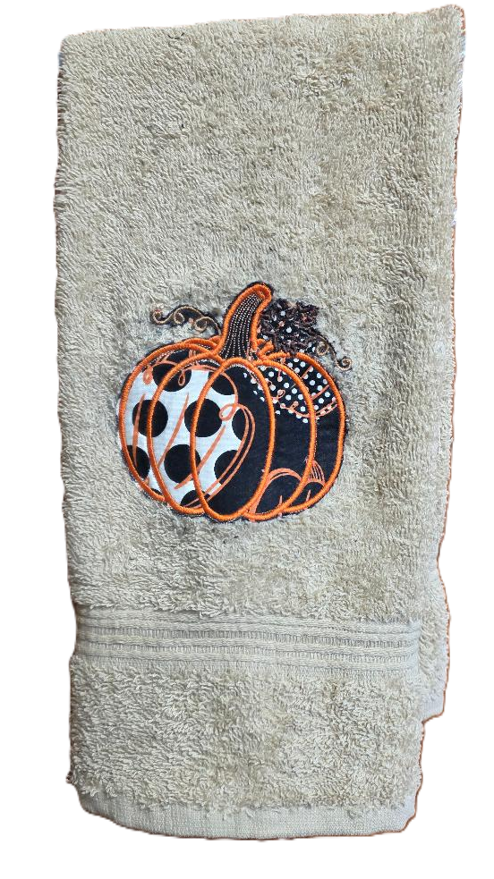 Hand Towel with a Pumpkin and applique on it