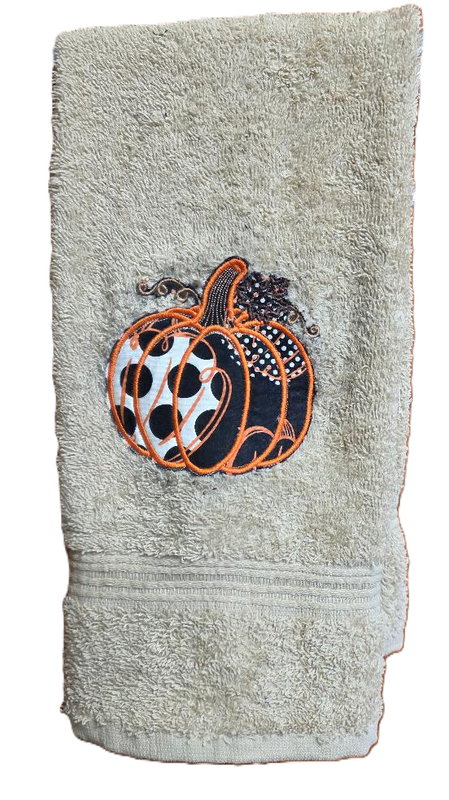 Hand Towel with a Pumpkin and applique on it