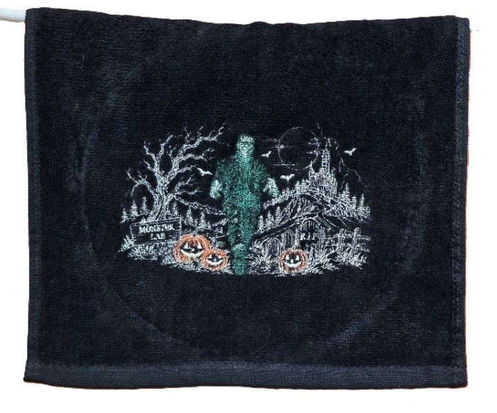 Hemmed Hand Towel with a Frankenstein Scene
